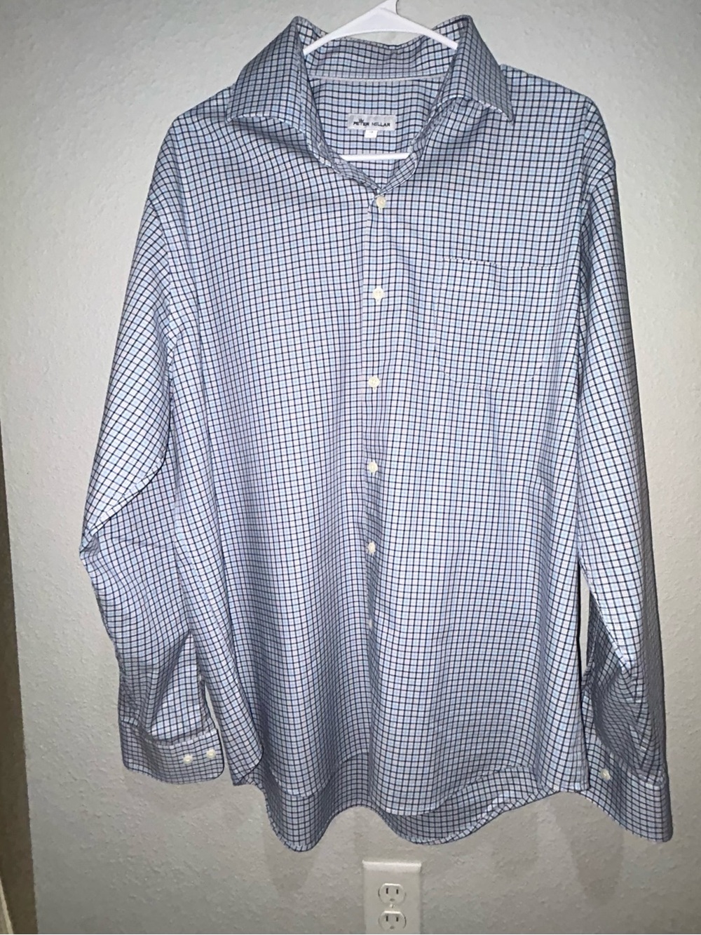Peter Millar Blue and White Check Dress Shirt